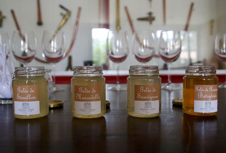 The four jellies made from Semillon, Sauvignon Blanc, Muscadella and botrytis grapes