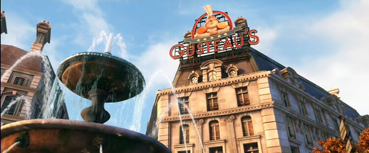 A still of Gusteau's in the movie Ratatouille