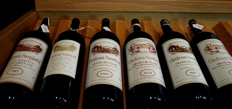 A range of vintages for sale in the boutique at Château Soutard