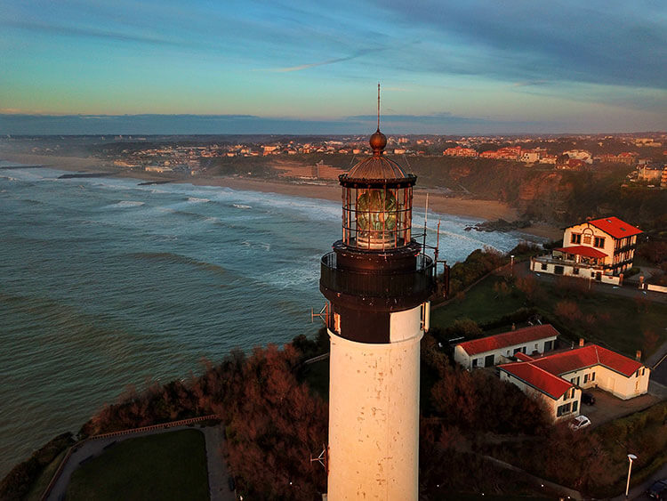 Drone of the Biarritz Lighthouse and Anglet coastline