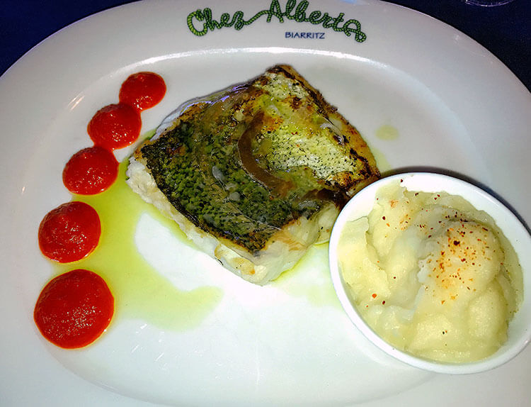 Hake with mashed potatoes at Chez Albert