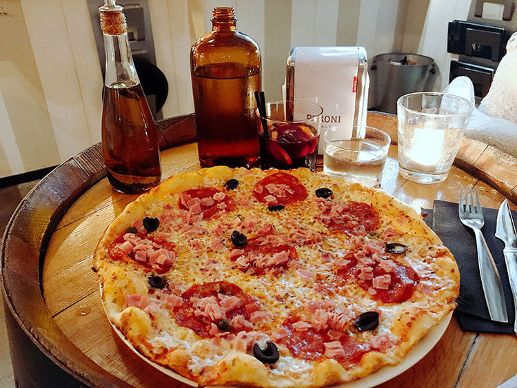 A pizza and sangria at Chez Coco in Biarritz