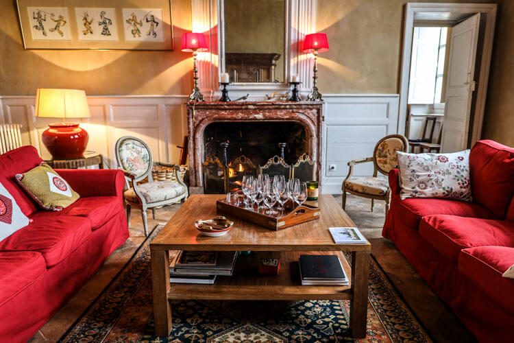 The private salon of the Perromat family for our tasting at Château de Cérons